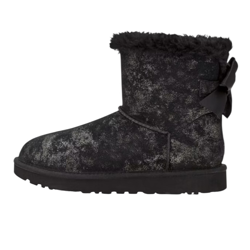 UGG Mini Bow Glimmer Black Boot‎ Style 1125795 Size 6